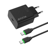 Chargeur Rapide avec Câble USB-C 60W Rixus RXHC07B - Noir