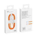 Câble Tressé USB-C vers USB-C 60W 100cm US70001M Boîte Détaillant pour Apple iPhone 15, 16, 17 Series - Orange