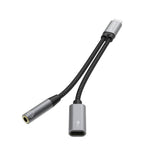 Rixus RXMU72 Répartiteur USB-C vers USB-C et 3,5 mm Aux 15 cm Gris sidéral