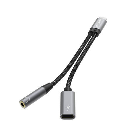 Rixus RXMU72 Répartiteur USB-C vers USB-C et 3,5 mm Aux 15 cm Gris sidéral