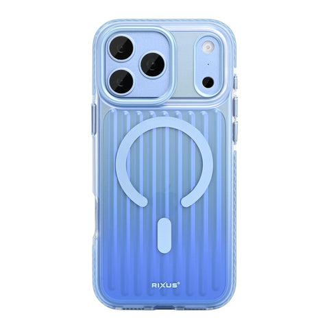 Coque Rixus Aero Ribbed Shield Compatible MagSafe pour Apple iPhone 17 Pro, 18 Pro - Glacier