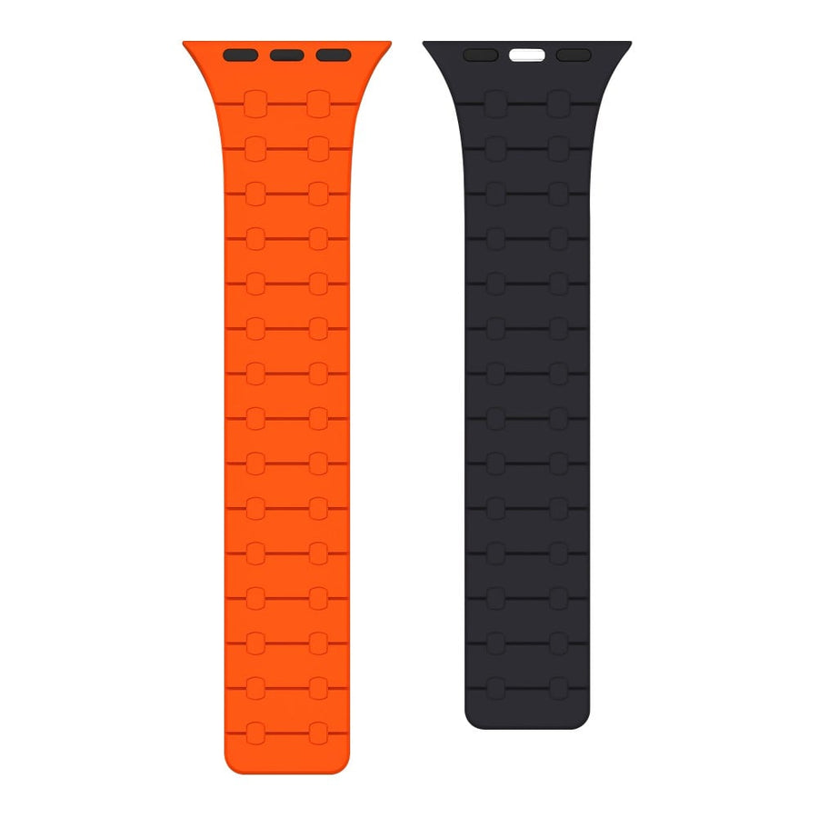 Bracelet magnétique en silicone Rixus pour Apple Watch 38 mm, 40 mm, 41 mm Orange et Midnight