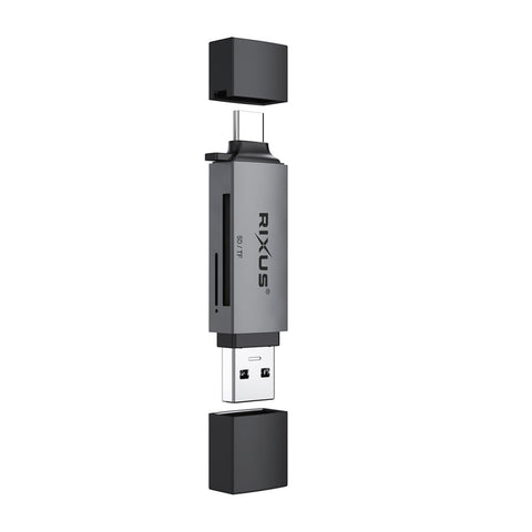 Lecteur de carte SD/TF USB-C 4 en 1 USB 3.0 Rixus RXCR02 – Gris sidéral