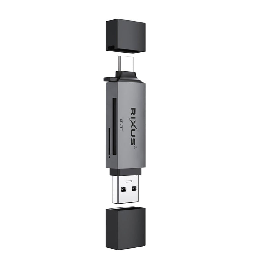 Lecteur de carte SD/TF USB-C 4 en 1 USB 3.0 Rixus RXCR02 – Gris sidéral