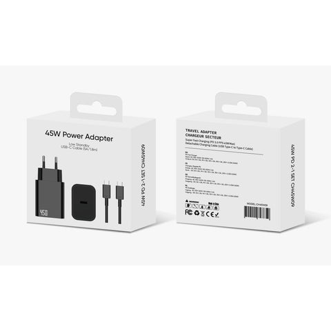 Adaptateur secteur CH45W09 avec câble USB-C vers USB-C 180 cm 45 W noir