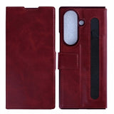 Étui portefeuille Rixus avec porte-stylo pour Samsung Galaxy Z Fold 7 rouge