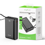 Batterie externe Rixus RXPB02B avec écran numérique 20 000 mAh et câble USB-C intégré - Noir