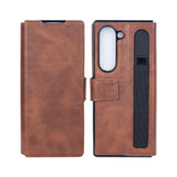 Étui portefeuille Rixus avec porte-stylo pour Samsung Galaxy Z Fold6 marron