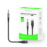 Câble audio tressé Rixus RXMU35L 3,5 mm AUX vers Lighting, 1,2 m, noir