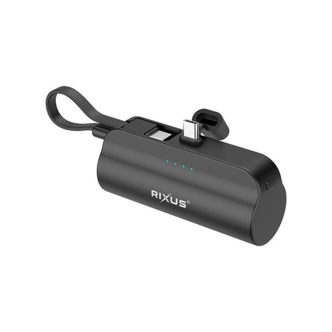 Batterie externe mini Rixus RXPB98B Click-On USB-C 5000 mAh noire