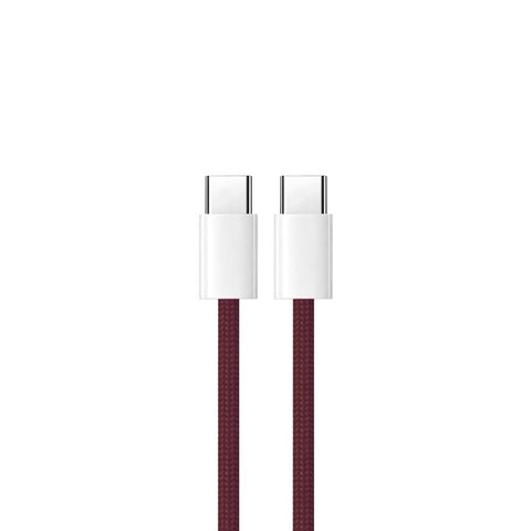 Câble Tressé USB-C vers USB-C 60W 100cm US80001M Boîte Détaillant pour Apple iPhone 15, 16, 17, 18 Series - Bordeaux