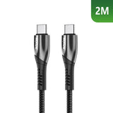 Câble de recharge rapide Rixus RXUC38C USB-C vers USB-C tressé en nylon 2 m noir