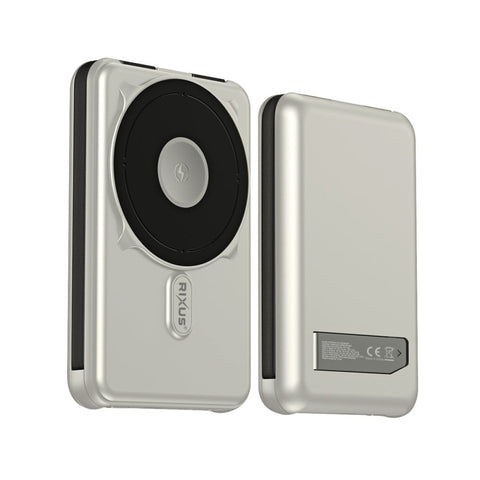 Batterie externe Rixus RXPB76A MagSafe 10 000 mAh avec câble intégré – Argent