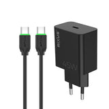 Chargeur Rapide avec Câble USB-C 45W Rixus RXHC06B - Noir