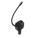 Chargeur Voiture avec Câble Rétractable 60W Rixus RXCC01 - Noir