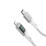 Câble USB-C vers Lightning tressé Rixus RXUC29L avec écran LED blanc