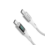 Câble USB-C vers USB-C tressé Rixus RXUC29C avec écran LED blanc