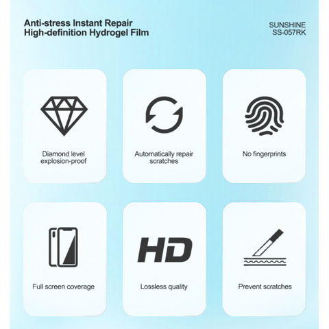 Film hydrogel HD anti-stress à réparation instantanée Sunshine SS-057RK (50 pièces)