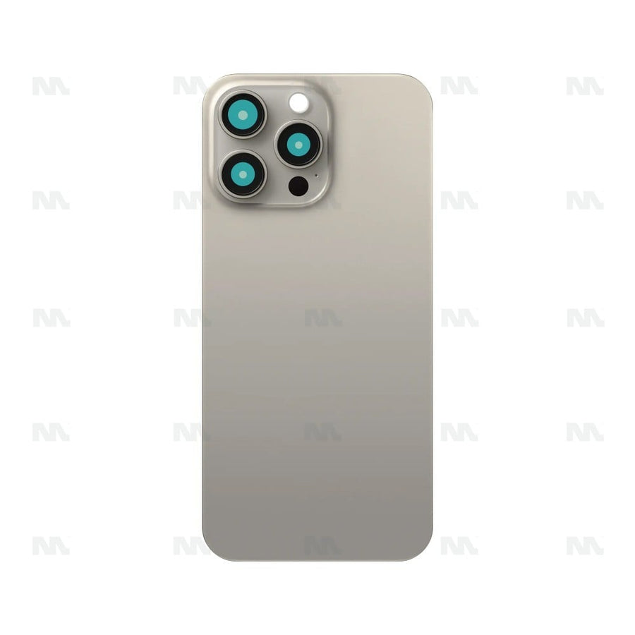 Vitre Arrière sans NFC, cadre d'appareil photo agrandi en titane naturel compatible pour Apple iPhone 15 Pro Max