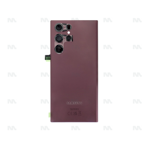 Vitre arrière pour Samsung Galaxy S22 Ultra S908B avec objectif – Bordeaux – Original