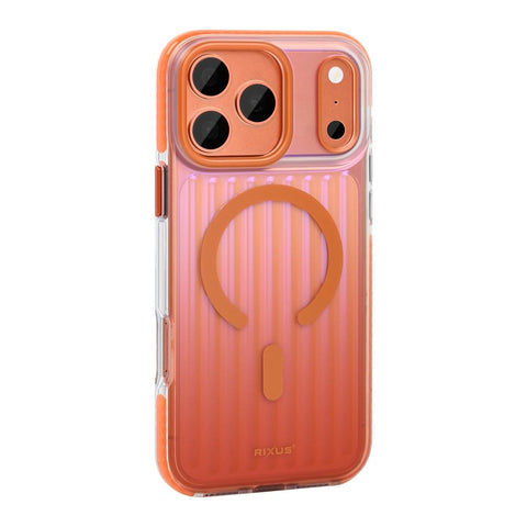 Coque Rixus Aero Ribbed Shield Compatible MagSafe pour Apple iPhone 17 Pro Max, 18 Pro Max - Orange