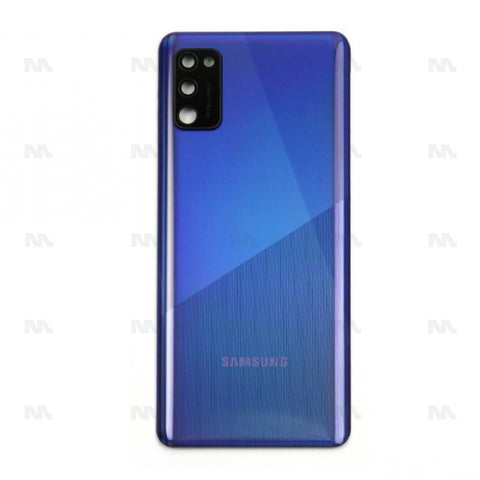 Vitre arrière pour Samsung Galaxy A41 A415F avec prisme pour objectif, couleur bleu écrasé, OEM