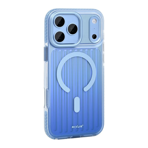 Coque Rixus Aero Ribbed Shield Compatible MagSafe pour Apple iPhone 17 Pro Max, 18 Pro Max - Glacier