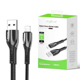 Câble de recharge Rixus RXUC38AL USB-A vers Lightning en nylon, 2 m, noir
