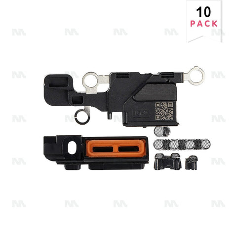 Ensemble de haut-parleurs et microphones noirs compatibles pour Apple iPhone 16 (10 pièces)