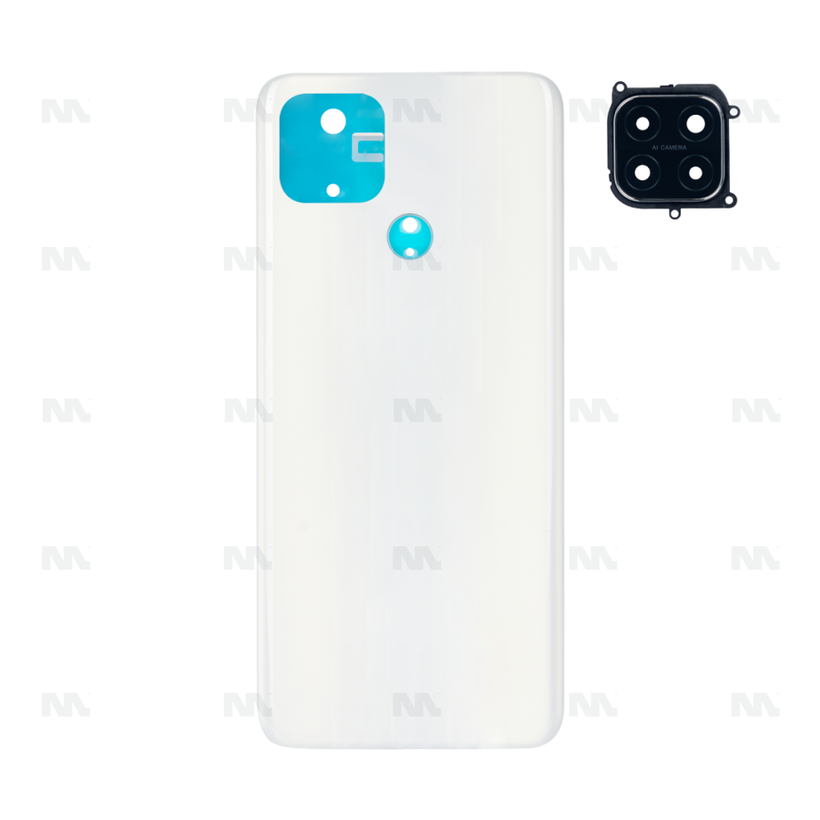 Vitre arrière pour Oppo A15s avec objectif, blanc fantaisie, OEM
