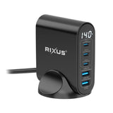 Adaptateur secteur Rixus RX140 GaN avec écran numérique 140 W noir