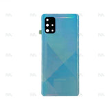 Vitre arrière pour Samsung Galaxy A71 A715F avec prisme pour objectif, couleur bleu écrasé, OEM