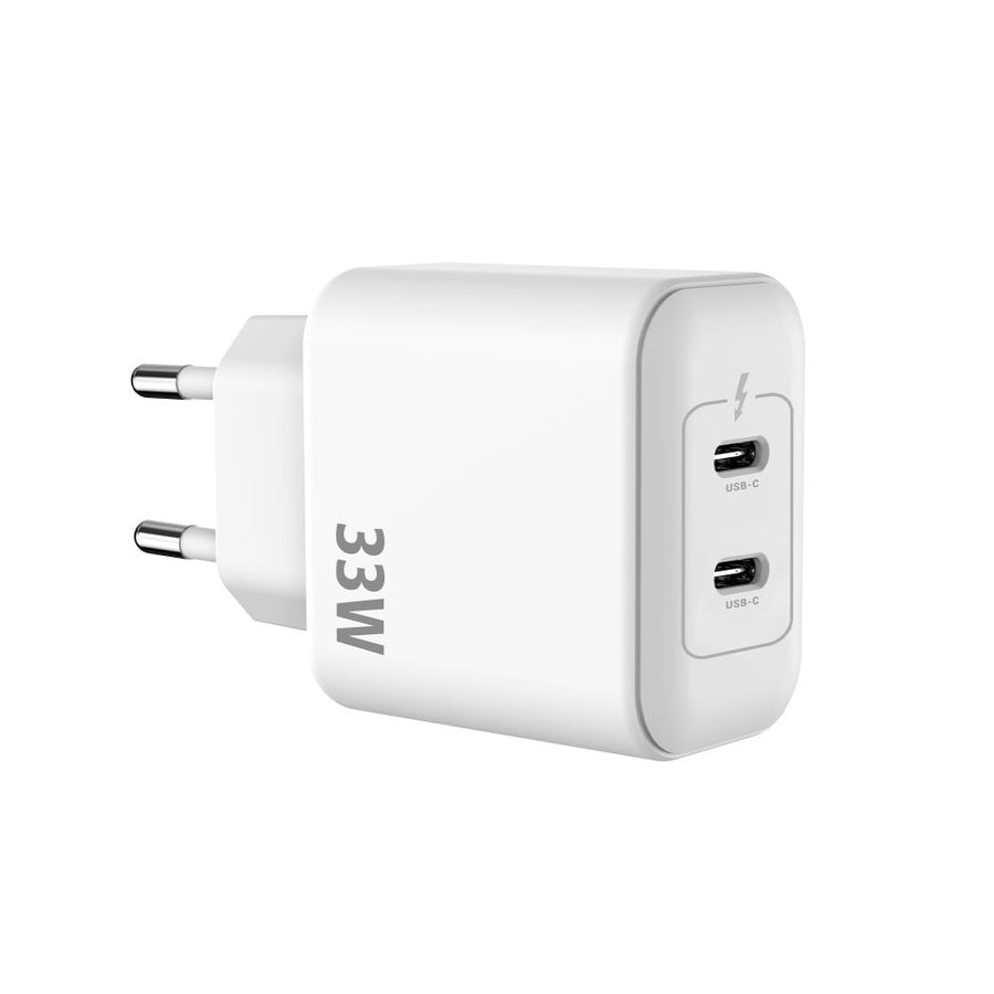 Adaptateur secteur double USB-C GaN Rixus RXHC33D 33 W blanc