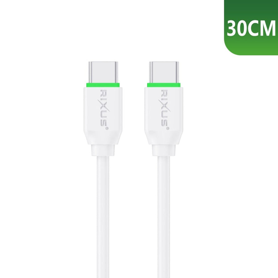 Câble de recharge rapide Rixus RXUC13C USB-C vers USB-C 30 cm blanc