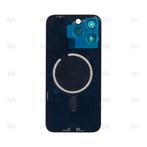 Vitre Arrière sans NFC, cadre d'appareil photo agrandi pour Apple iPhone 15 Pro - Noir Titane - Compatible