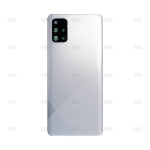 Vitre arrière pour Samsung Galaxy A71 A715F avec prisme pour objectif, couleur argent, OEM