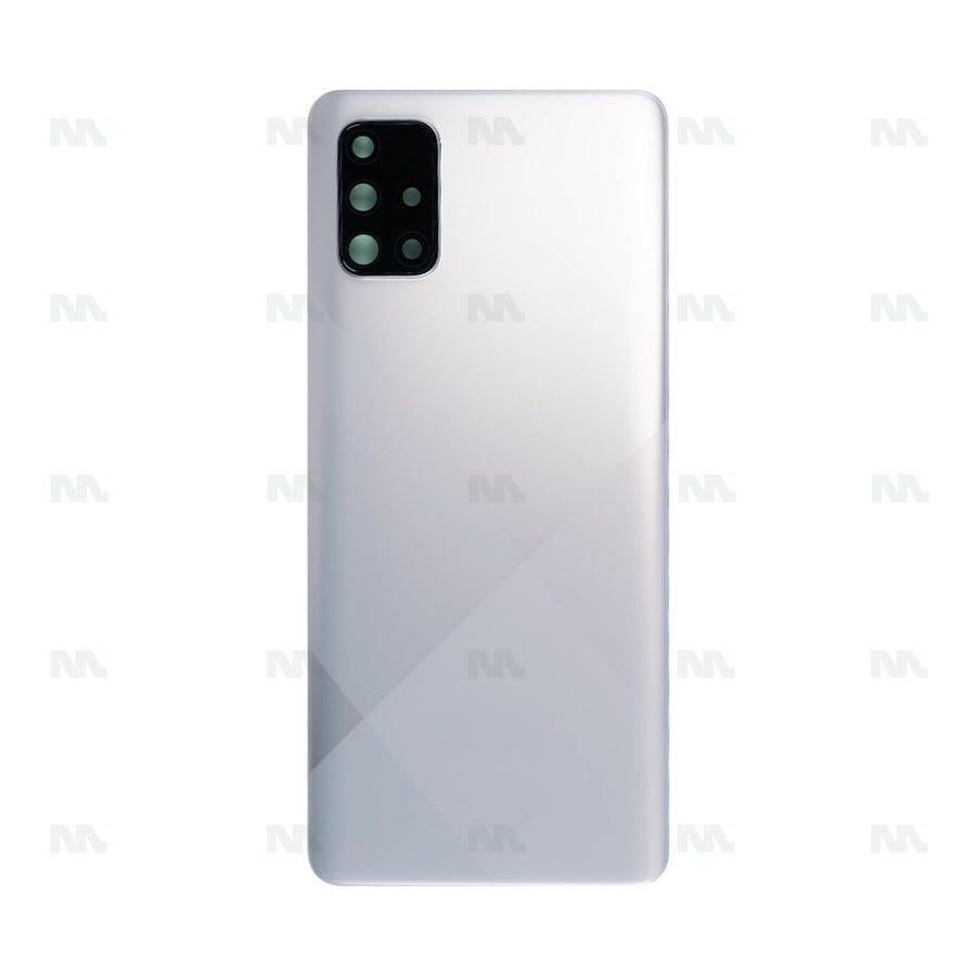 Vitre arrière pour Samsung Galaxy A71 A715F avec prisme pour objectif, couleur argent, OEM