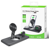 Support de recharge sans fil 3 en 1 Rixus RXWC31 pour téléphone, montre et Airpods, noir