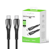 Câble de recharge rapide Rixus RXUC39C USB-C vers USB-C tressé en nylon 3 m noir