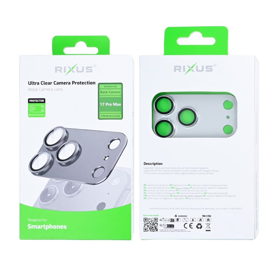 Protection ultra transparente pour appareil photo Rixus pour Apple iPhone 17 Pro Max argenté