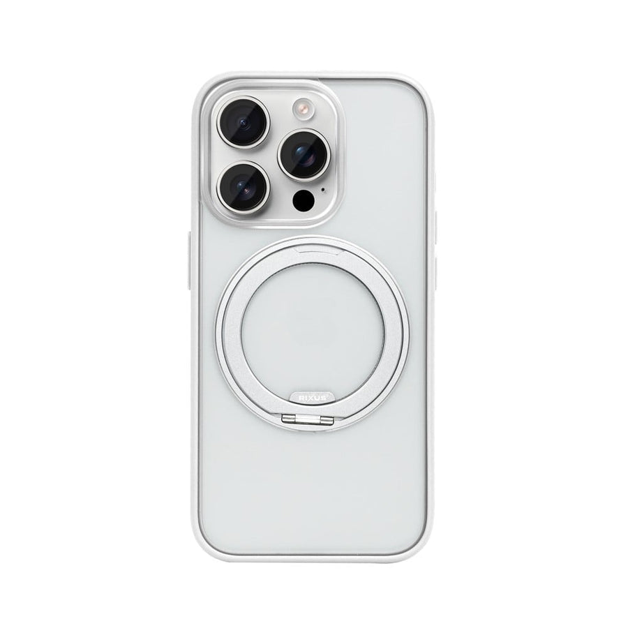 Coque Rixus SnapGrip 360 avec Anneau Support pour Apple iPhone 15 Pro Max - Blanc