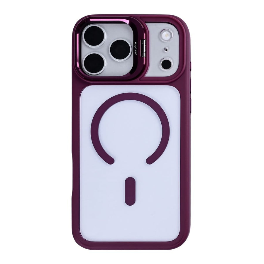 Coque Rixus Classic 03 Compatible MagSafe Pour Apple iPhone 17 Pro, 18 Pro Rose Foncé