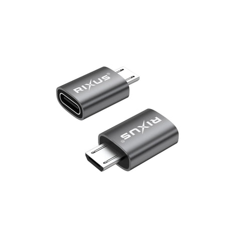 Adaptateur OTG Micro vers USB-C Rixus RXOTG05 gris sidéral (lot de 2)