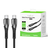 Câble de recharge rapide Rixus RXUC37C USB-C vers USB-C tressé en nylon 30 cm noir