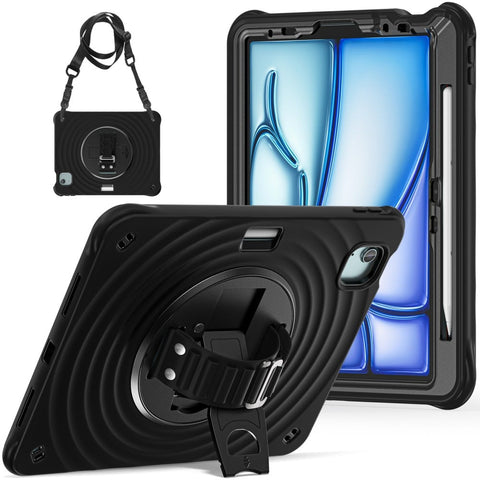 Étui antichoc Rixus RXTC08 pour Apple iPad Air 11 pouces (2024), Air 4 10,9 pouces (2020), Air 5 10,9 pouces (2022), Pro 11 pouces (2018, 2020, 2021, 2022) Noir