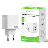Adaptateur secteur double USB-C Rixus RXHC45 GaN 45 W blanc