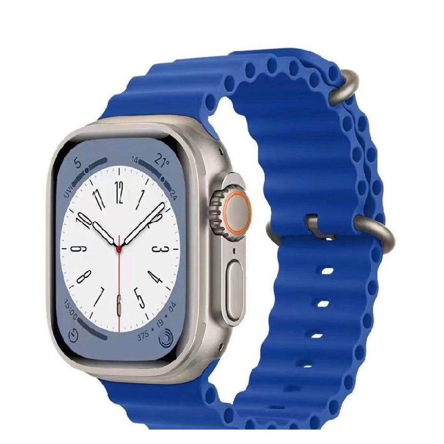 Bracelet en silicone souple et respirant Ocean pour Apple Watch Series 42/44/45/49 mm (taille M/L) - Bleu