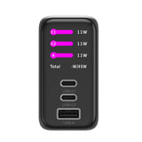 Adaptateur secteur Rixus RXHC50 GaN avec écran TFT 70 W gris sidéral