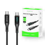 Câble USB-C tressé Rixus RXUC28C avec écran LED, 1 m, noir