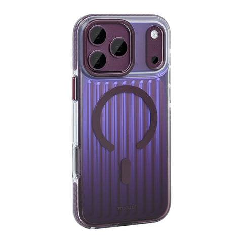 Coque Rixus Aero Ribbed Shield Compatible MagSafe pour Apple iPhone 17 Pro, 18 Pro - Bordeaux